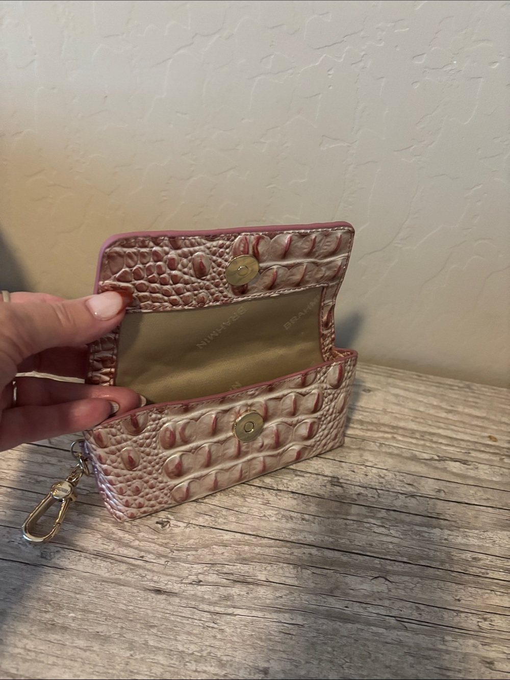 Brahmin Iridescent Pink Croc-Embossed Wallet - Picture 2 of 3